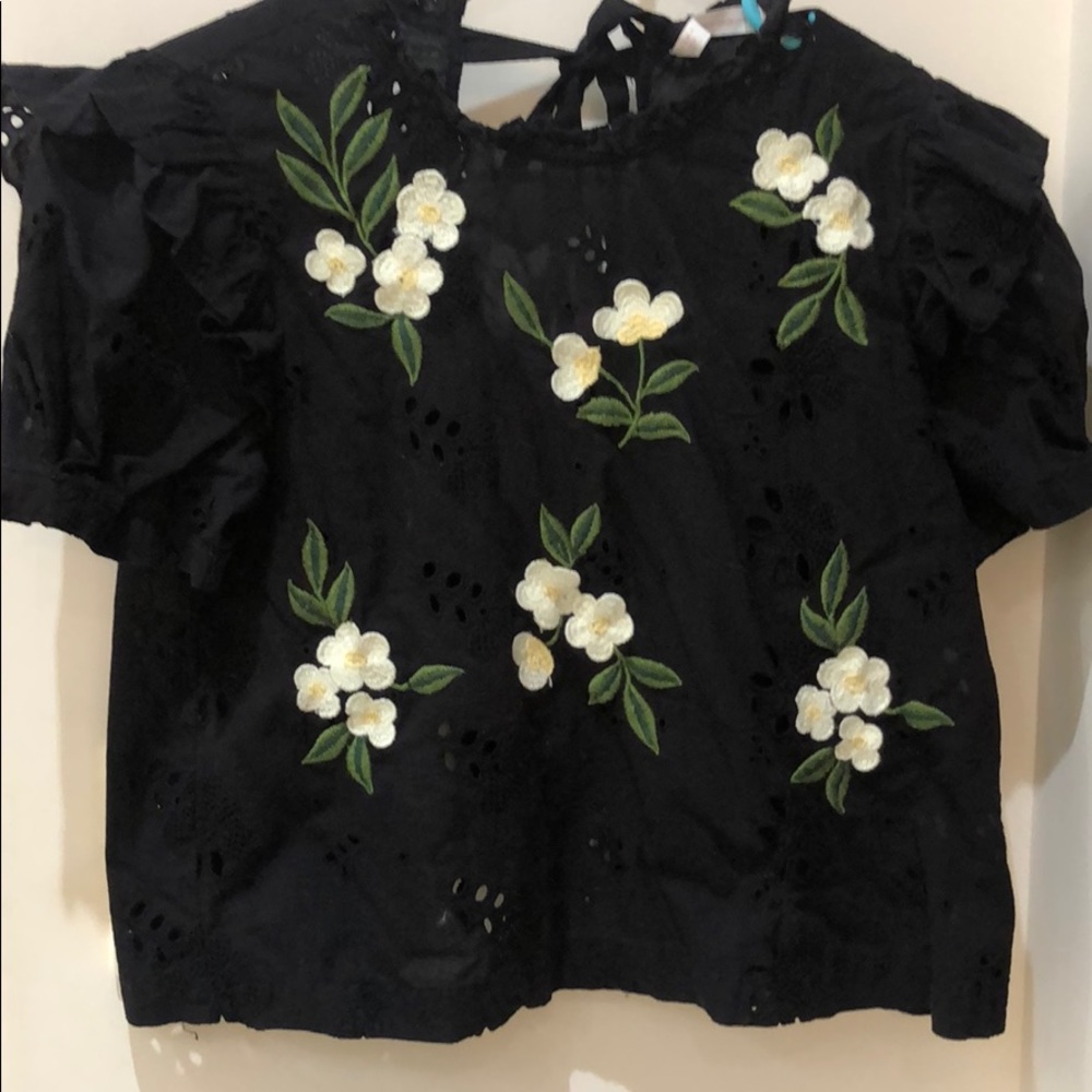 Zara Embroidered Eyelet Blouse!